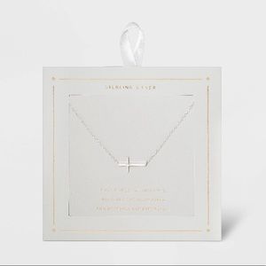Silver Horizontal Cross Necklace - Target